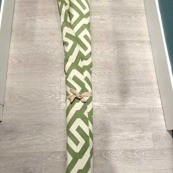 Green White Zig Zag Area Rug 71x49" (6x4 ft) Geometric Greek Key Handwoven